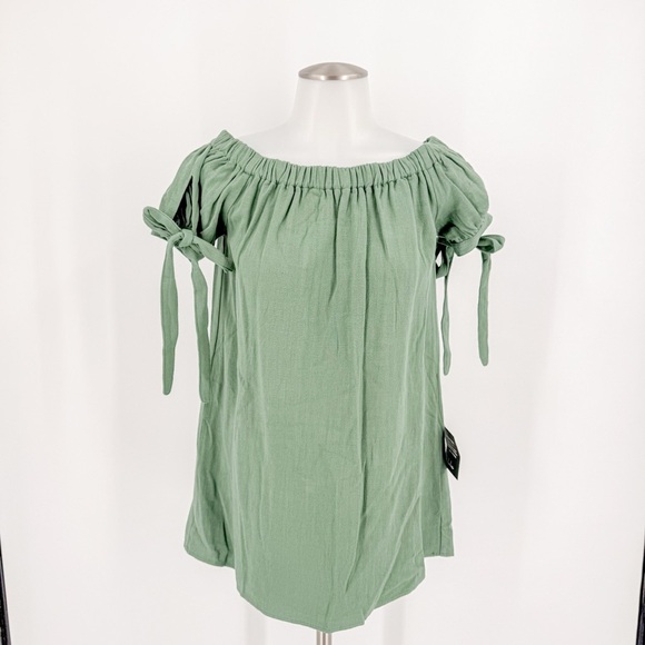 Lulu's Al Fresco Evenings Olive Green Off-the-Shoulder Dress - Picture 2 of 9